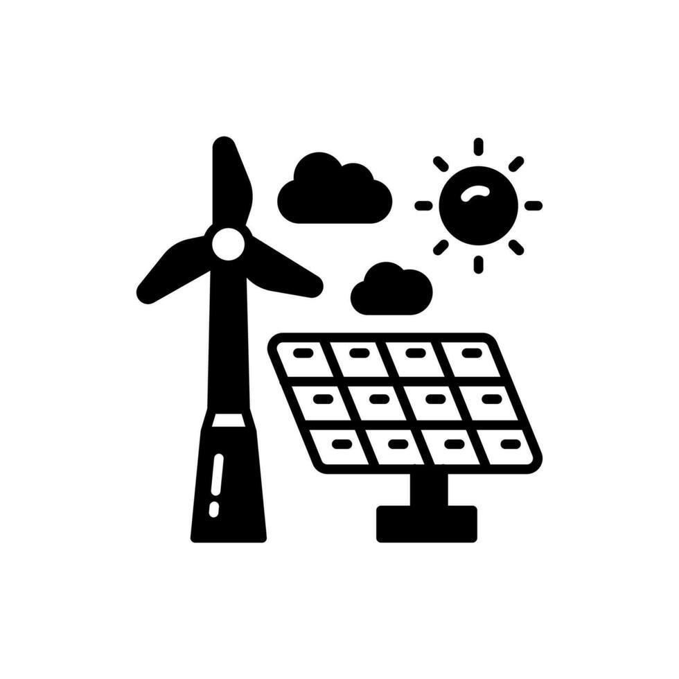 Solar Wind Power icon in vector. Illustration vector