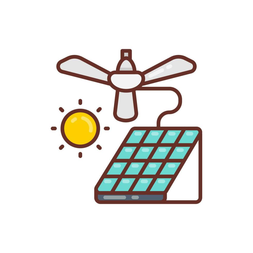 Solar Ceiling Fan icon in vector. Illustration vector