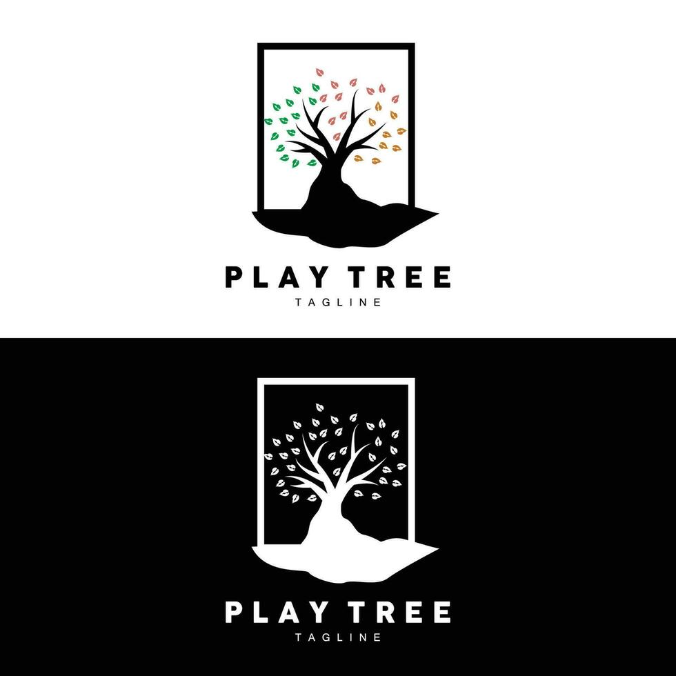 árbol logo diseño, patio de recreo vector, educación árbol icono vector