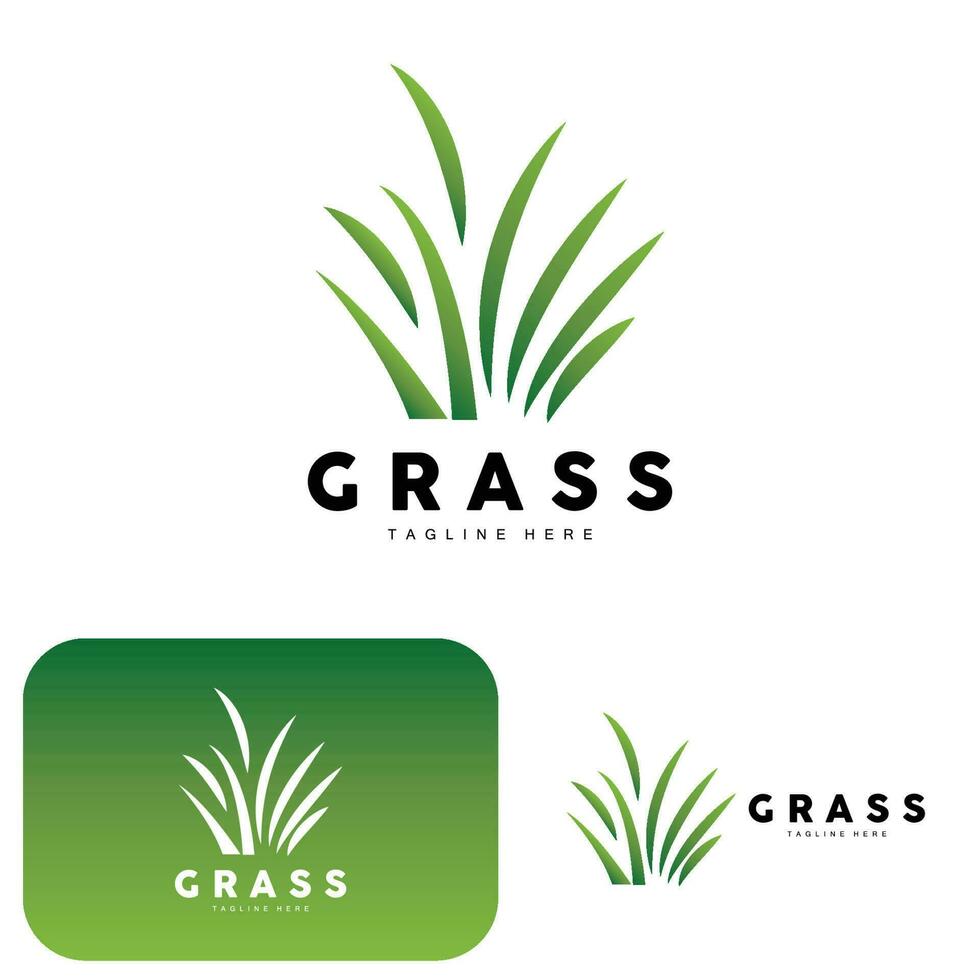 Green Grass Logo Design, Farm Landscape Illustration, Natural Scenery Vector