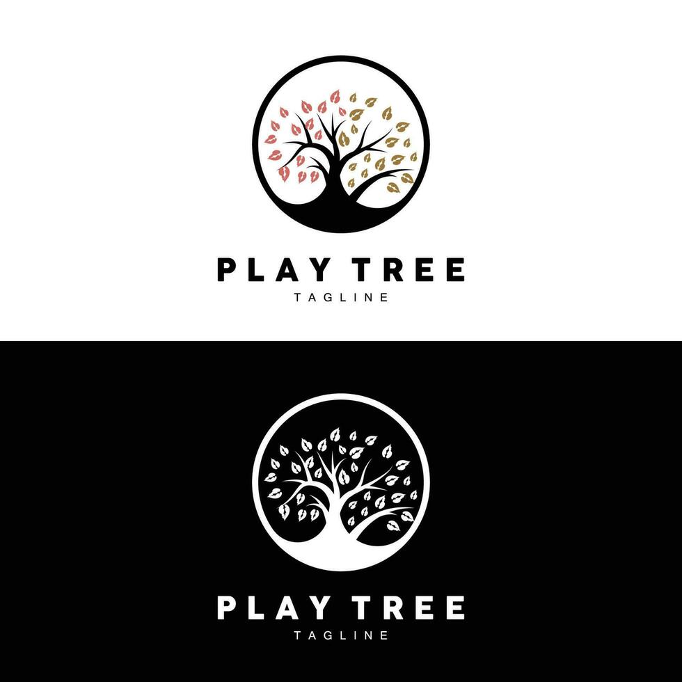 árbol logo diseño, patio de recreo vector, educación árbol icono vector