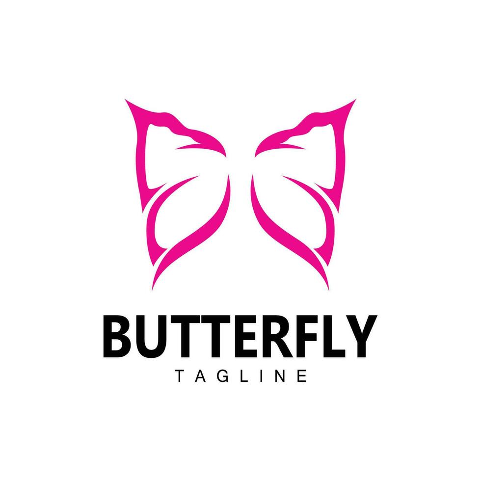 logotipo de mariposa, diseño animal con hermosas alas, animales decorativos, marcas de productos vector