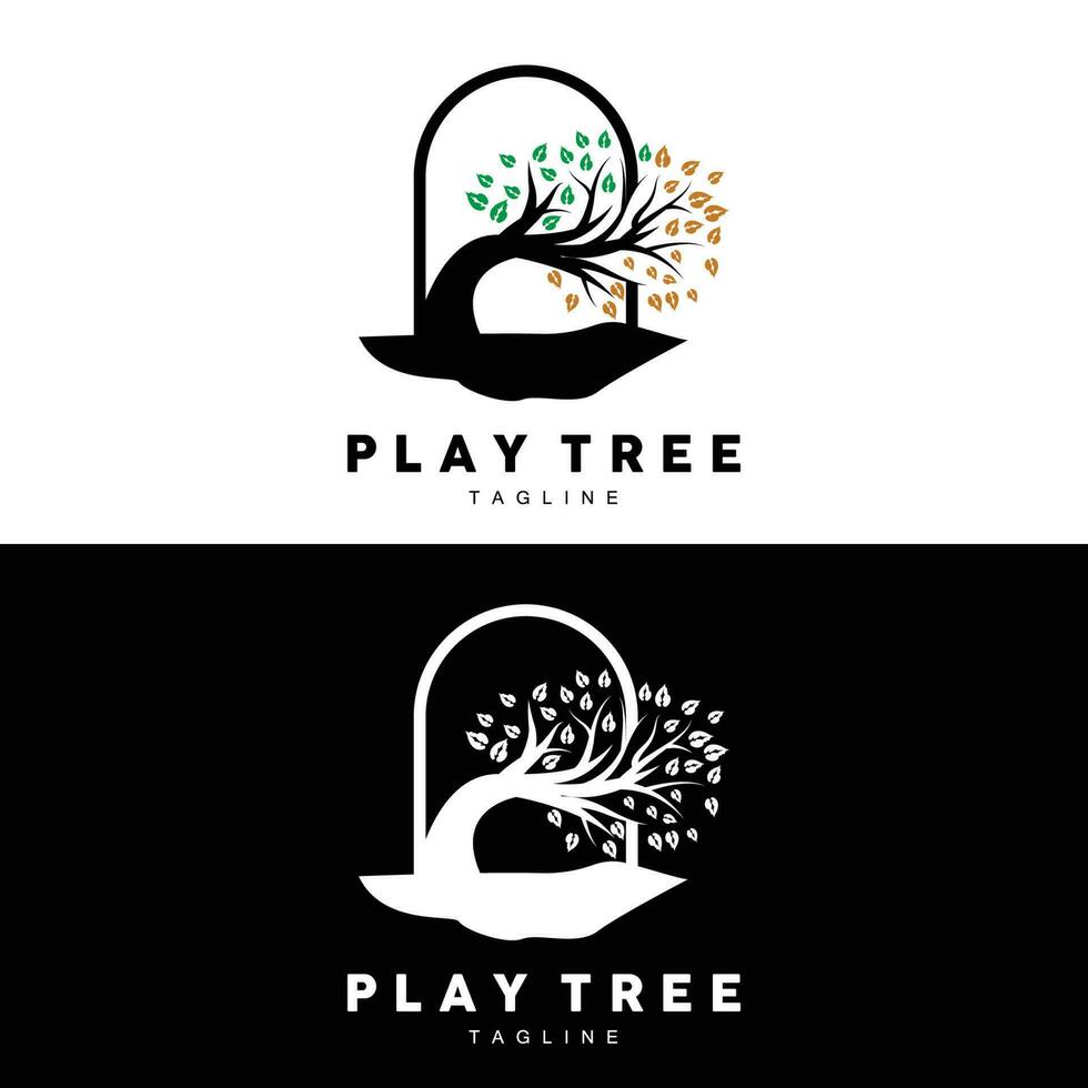 árbol logo diseño, patio de recreo vector, educación árbol icono vector