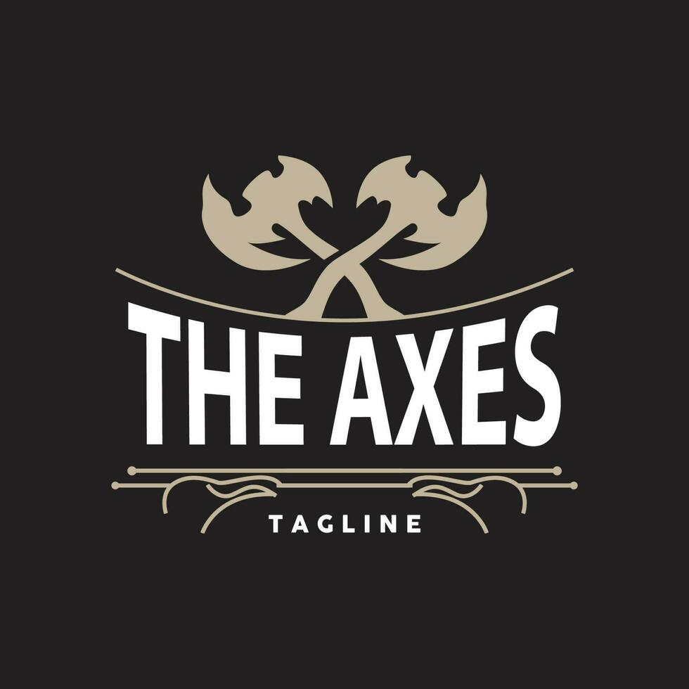 Axe Logo, Wood Cutting Tool Vector Icon, Silhouette Design, Retro Vintage Style