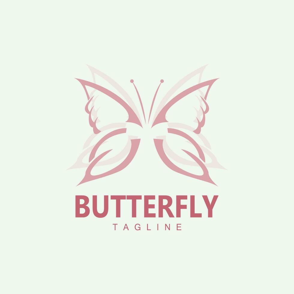 logotipo de mariposa, diseño animal con hermosas alas, animales decorativos, marcas de productos vector