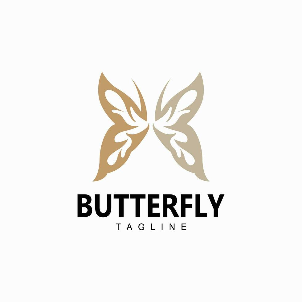 logotipo de mariposa, diseño animal con hermosas alas, animales decorativos, marcas de productos vector