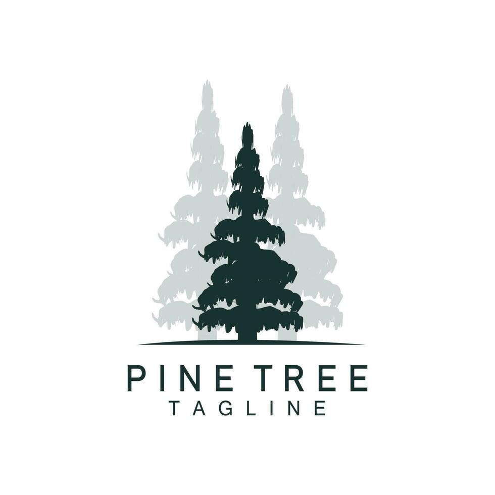 Pine Tree Logo, Green Plant Vector, Tree Silhouette Design, Icon, Illustration, Template vector