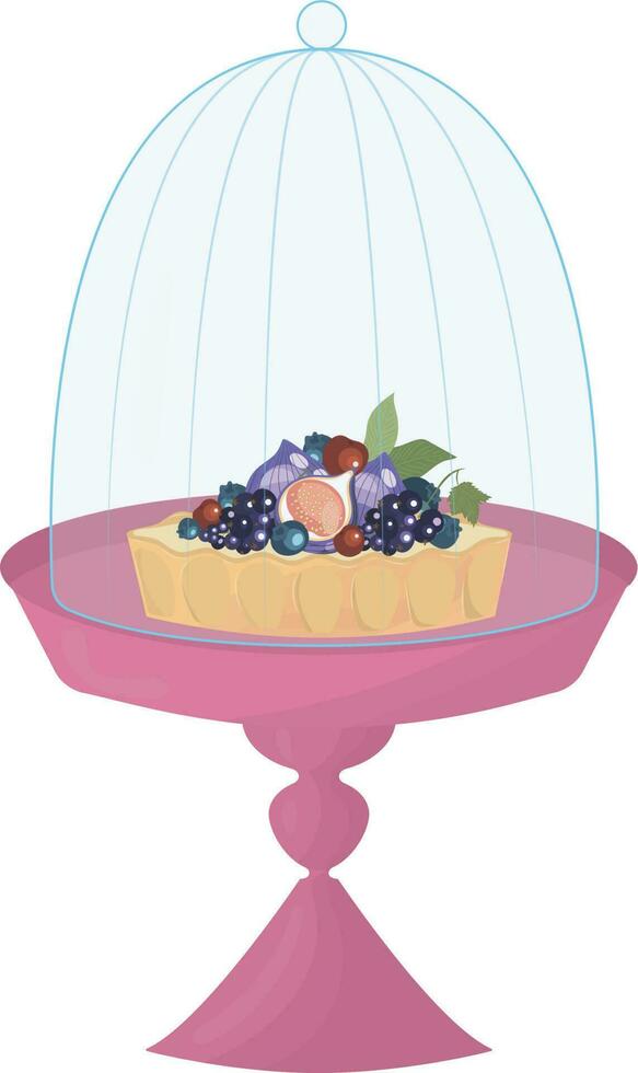 Sweet tart with berries on a tray. High quality vector illustration.