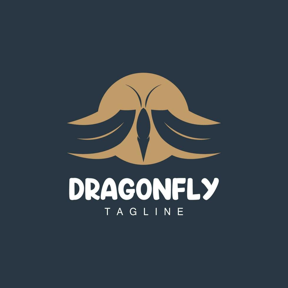 Dragonfly Logo, Flying Animal Design, Vector Simple Line Style, Icon Symbol Illustration