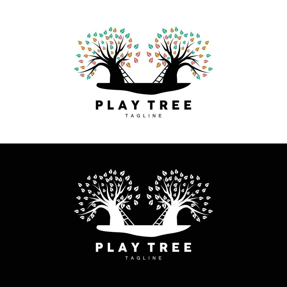 árbol logo diseño, patio de recreo vector, educación árbol icono vector