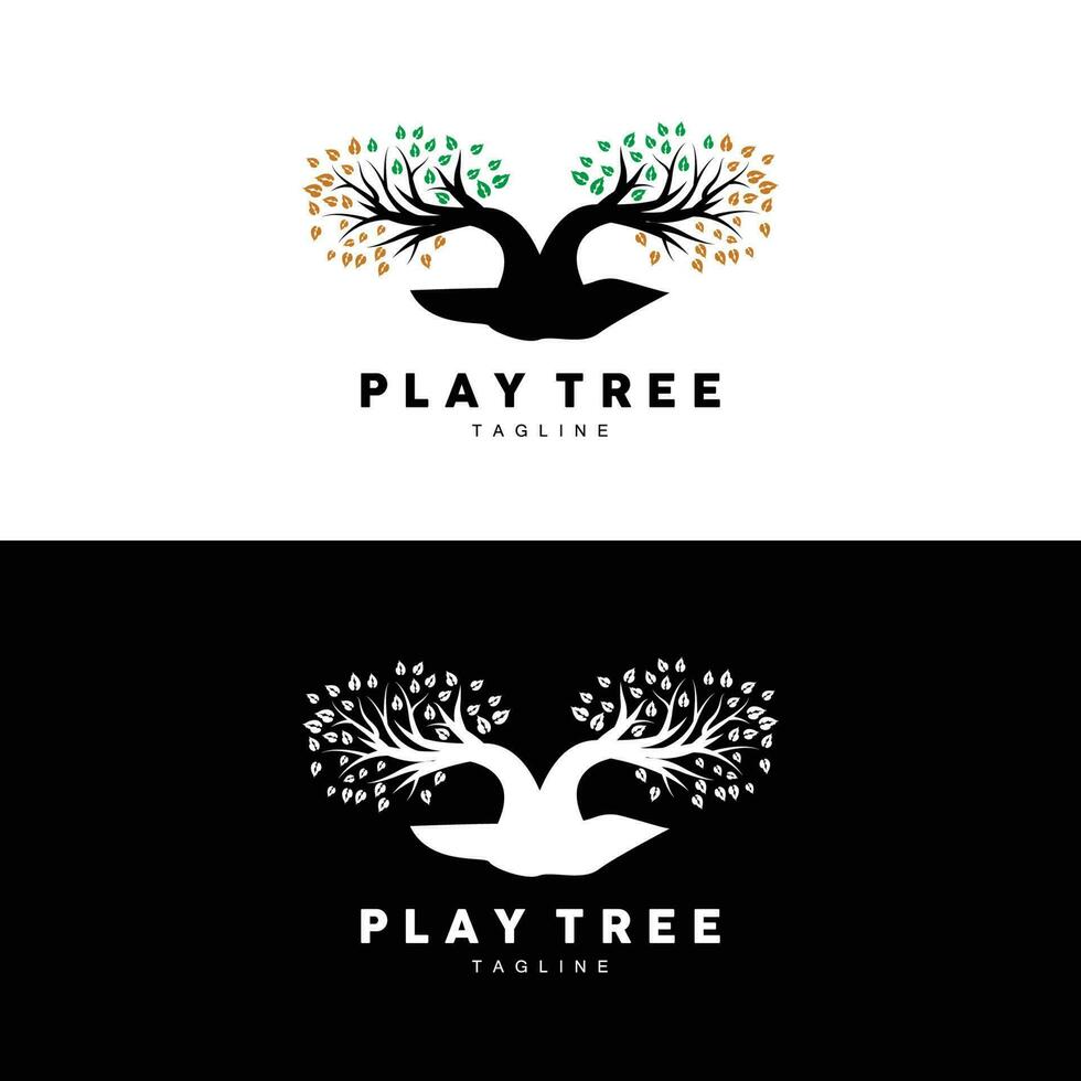 árbol logo diseño, patio de recreo vector, educación árbol icono vector