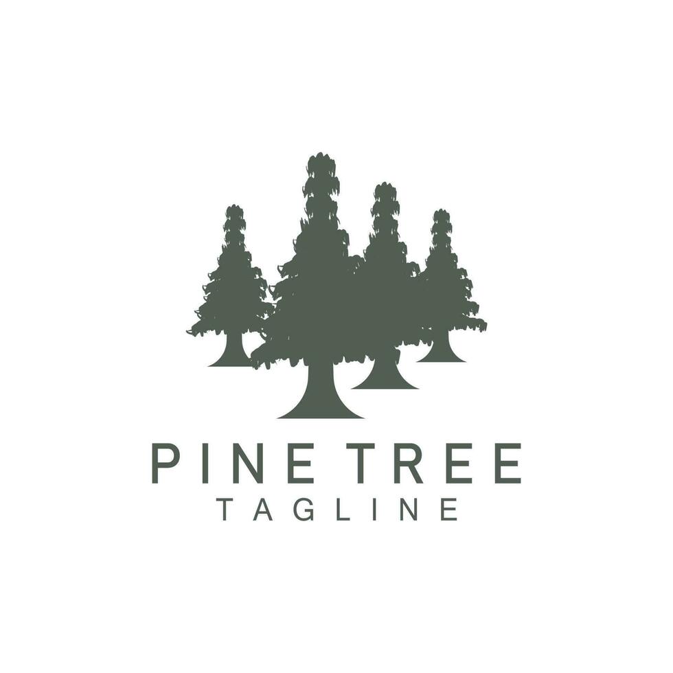 Pine Tree Logo, Green Plant Vector, Tree Silhouette Design, Icon, Illustration, Template vector