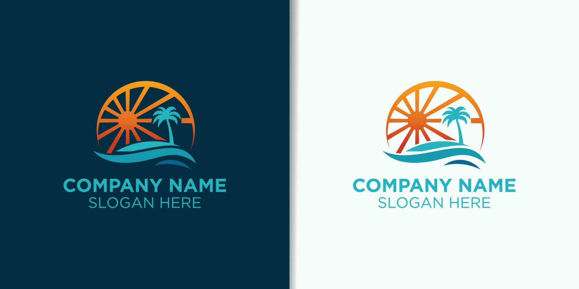 summer vintage logo design vector, holiday retro design, travel logo identity vector