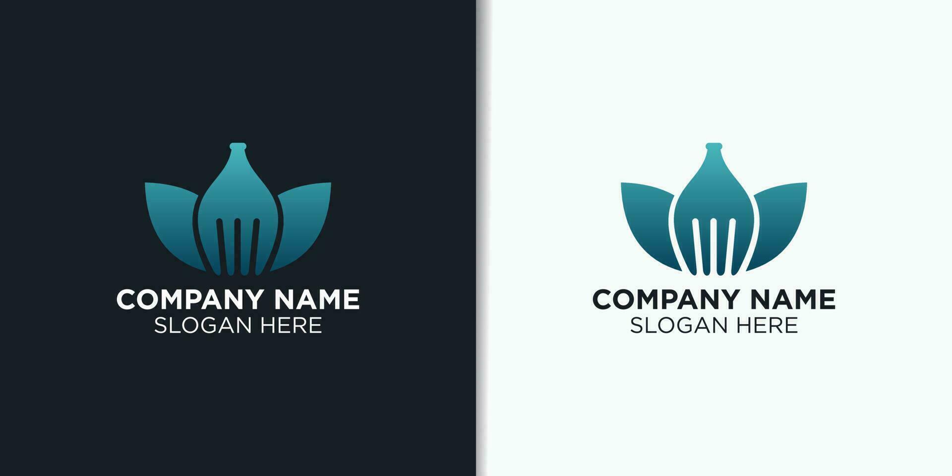 nature food logo design template, restaurant logo inspiration vector