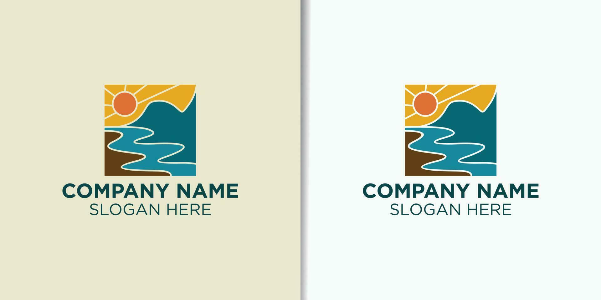 landscape vintage logo template, outdoor brand identity, travel logo design vector