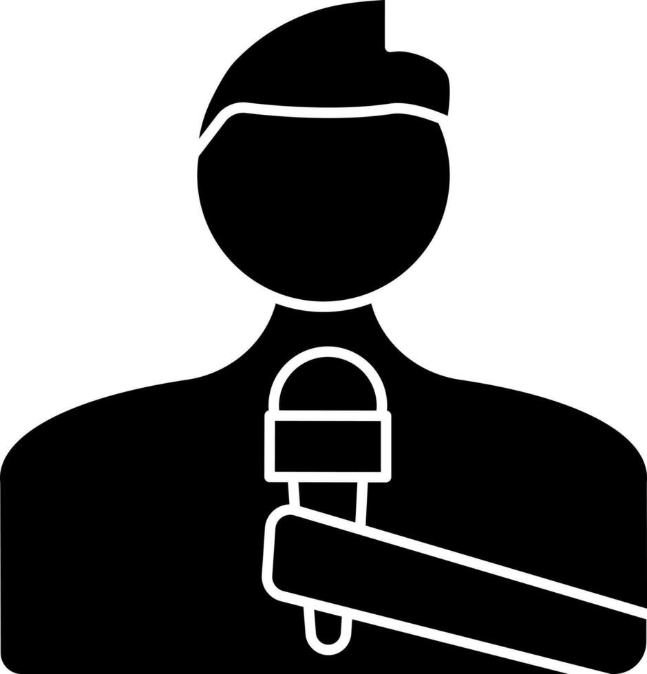 Journalist or reporter glyph icon. vector