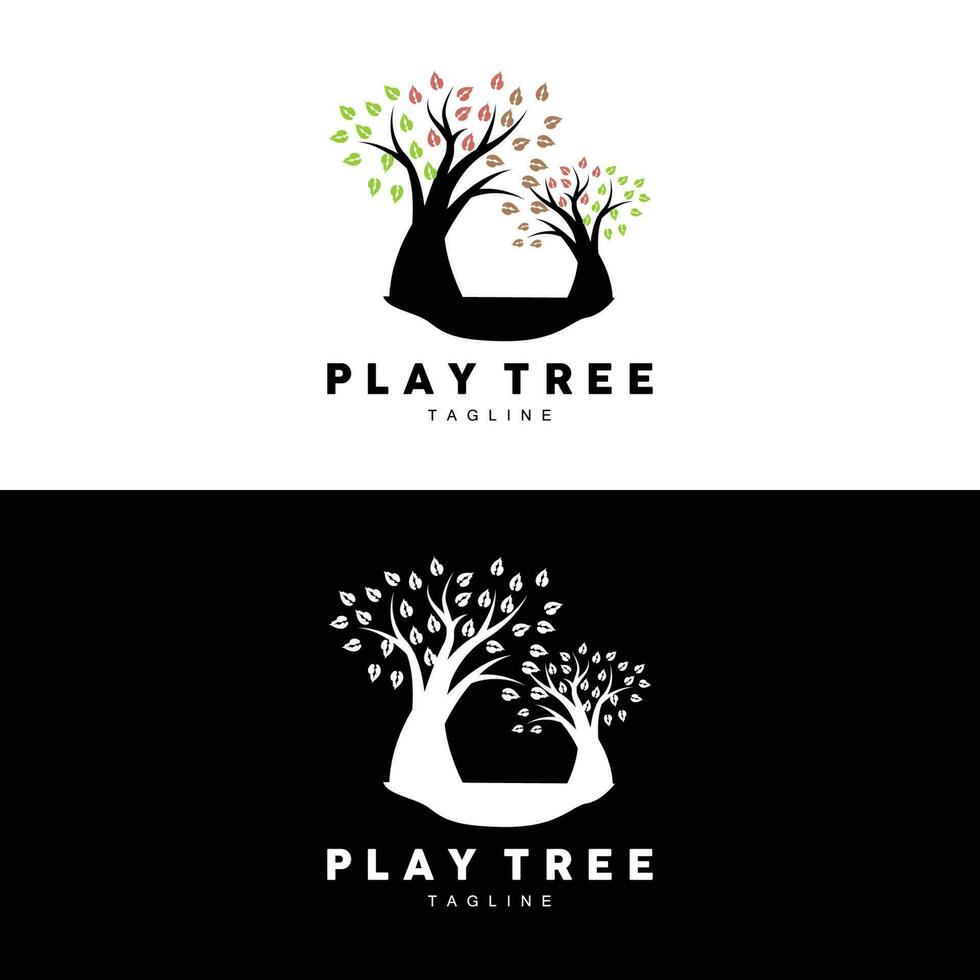 árbol logo diseño, patio de recreo vector, educación árbol icono vector