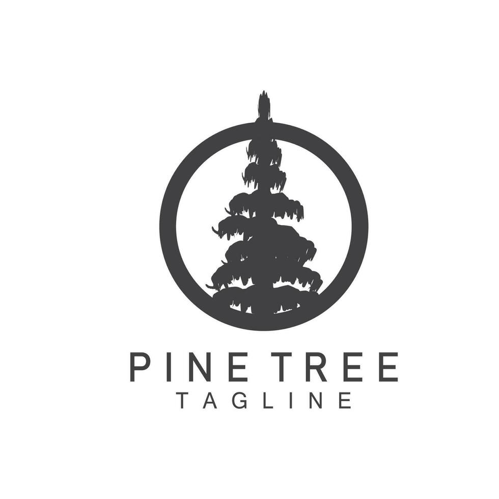 Pine Tree Logo, Green Plant Vector, Tree Silhouette Design, Icon, Illustration, Template vector