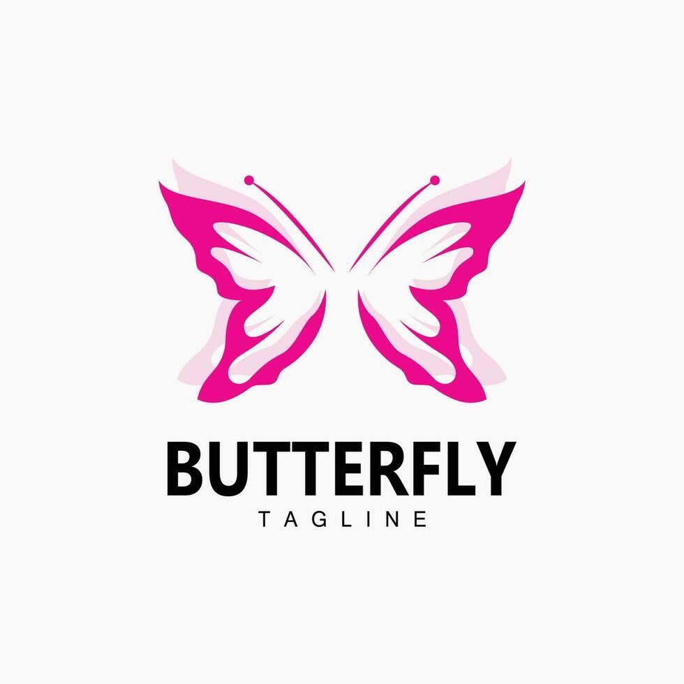 logotipo de mariposa, diseño animal con hermosas alas, animales decorativos, marcas de productos vector