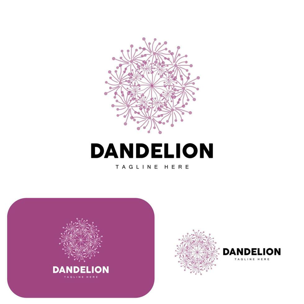 Dandelion Logo, Vector Plant Dandelion flower, Design Icon Template