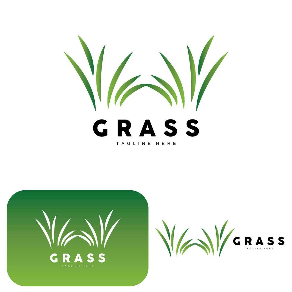 Green Grass Logo Design, Farm Landscape Illustration, Natural Scenery Vector