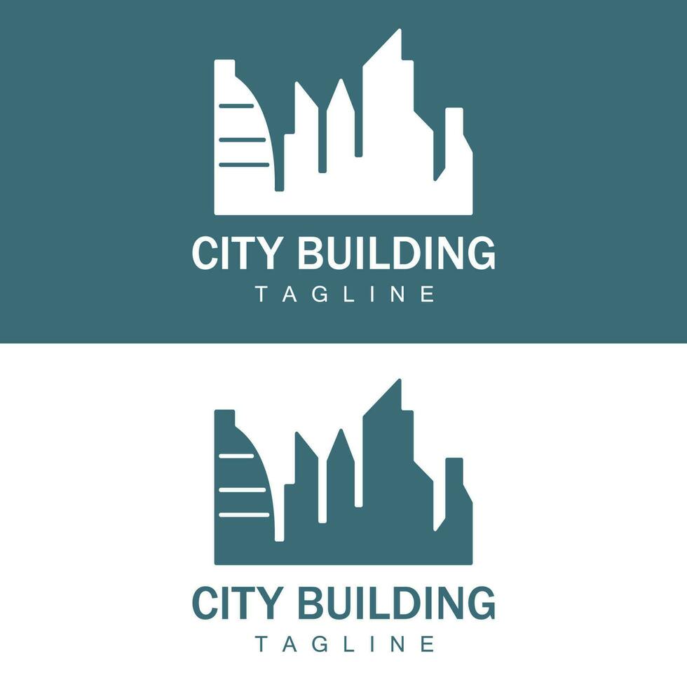 Skyline Logo, Simple Modern Design of Skyscrapers, Vector Cityscape Buildings, Icon Silhouette Illustration