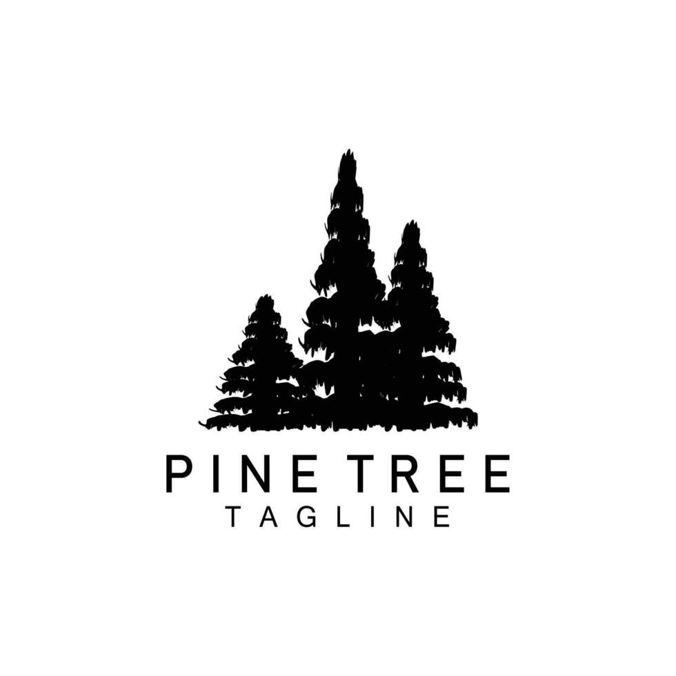 Pine Tree Logo, Green Plant Vector, Tree Silhouette Design, Icon, Illustration, Template vector