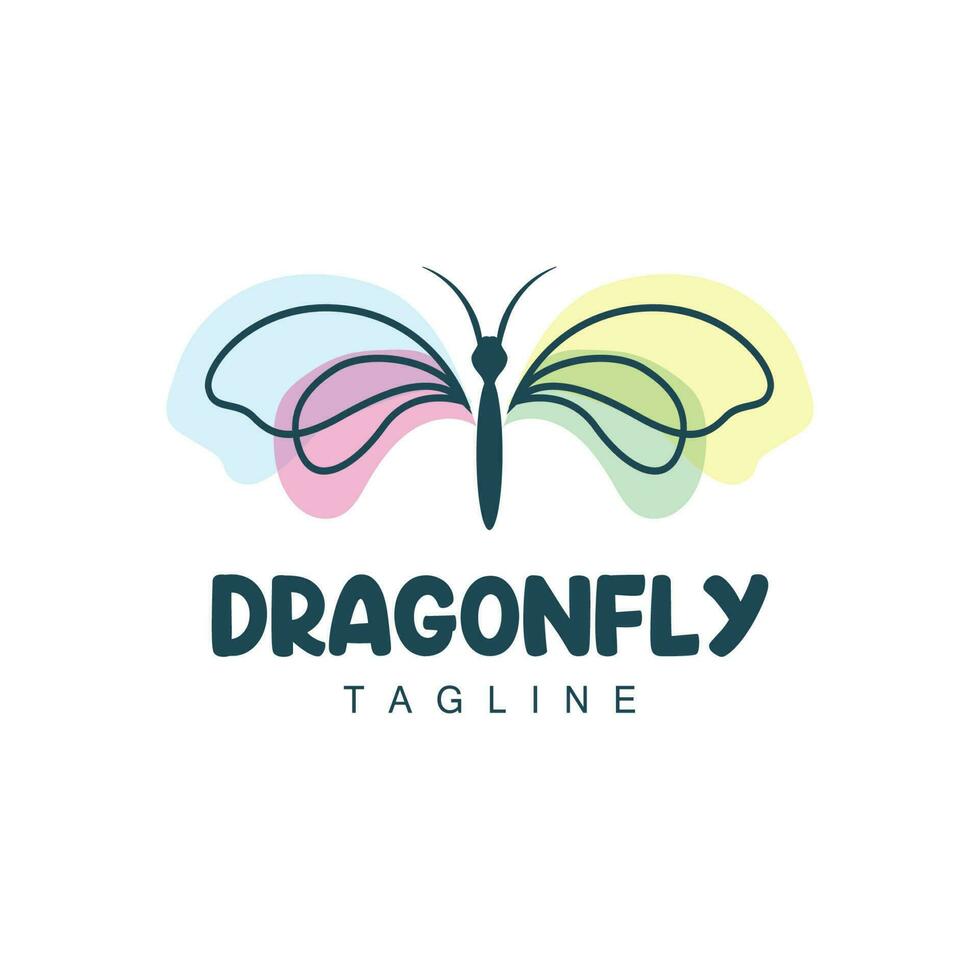 Dragonfly Logo, Flying Animal Design, Vector Simple Line Style, Icon Symbol Illustration