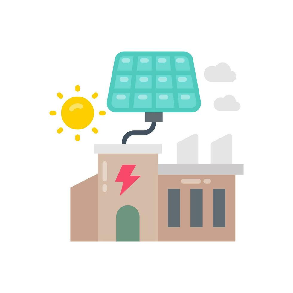 Solar Powered Factory icon in vector. Illustration vector