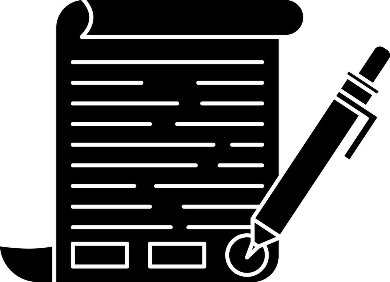 Legal document or application form. Glyph icon. vector