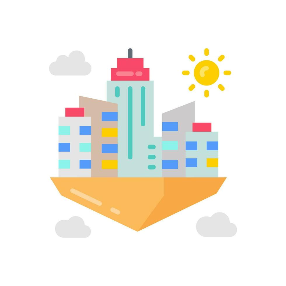 flotante ciudad icono en vector. ilustración vector