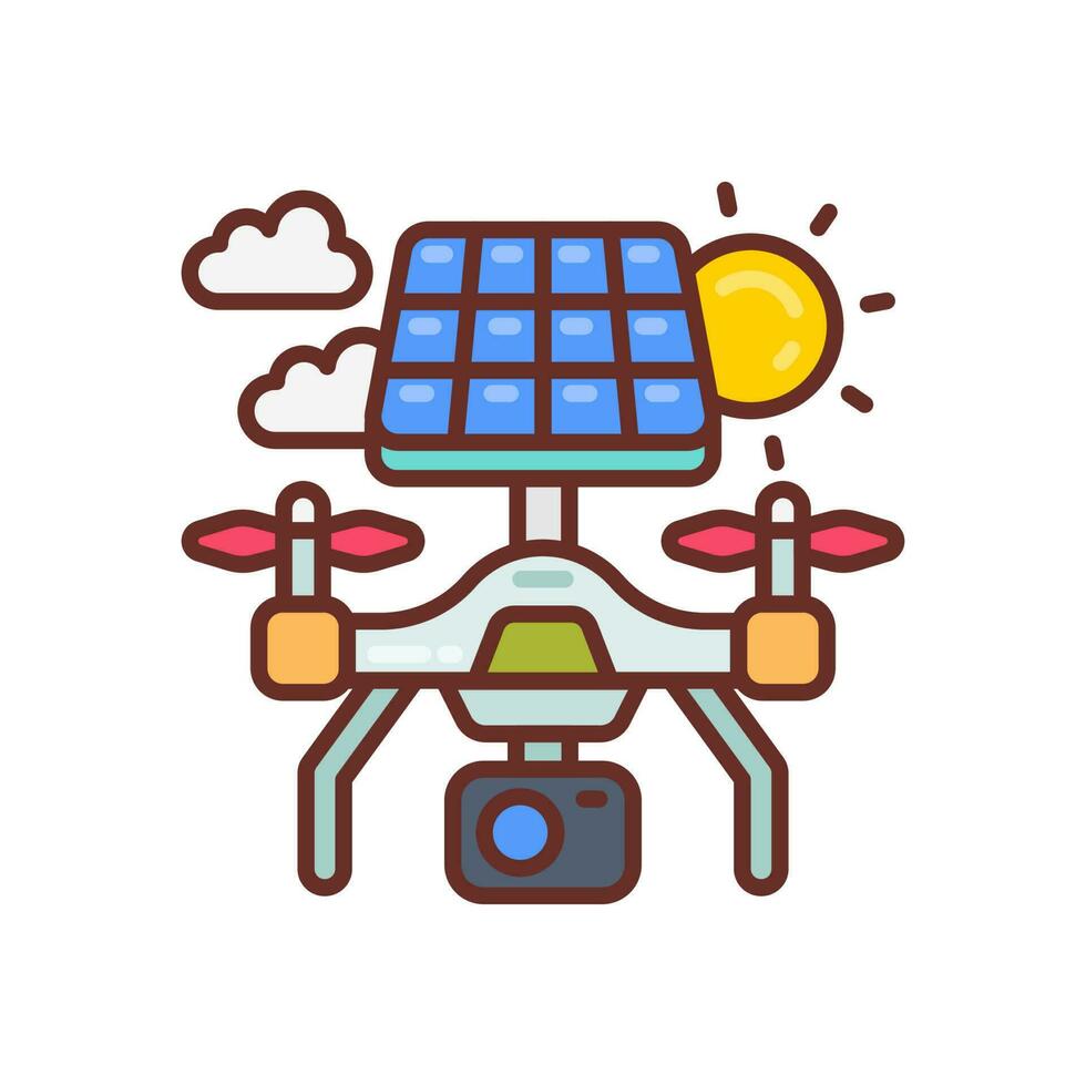 Solar Powered Drone icon in vector. Illustration vector