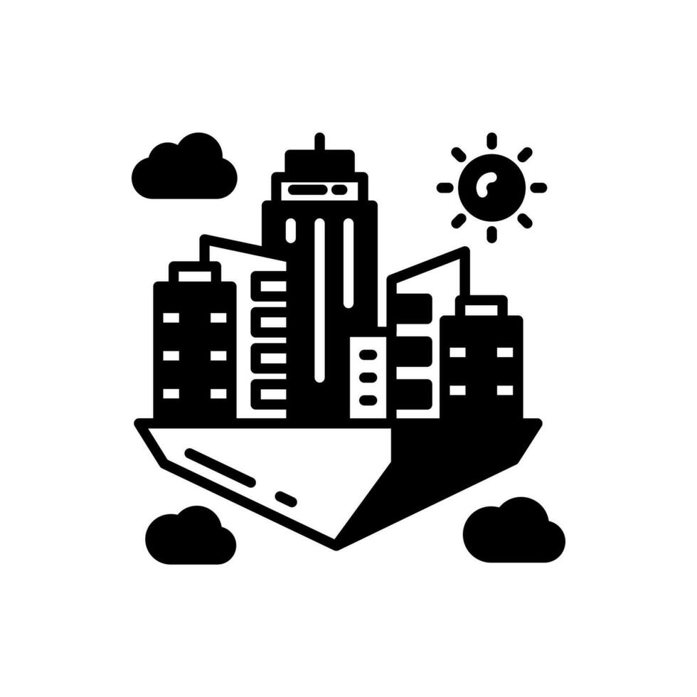 flotante ciudad icono en vector. ilustración vector