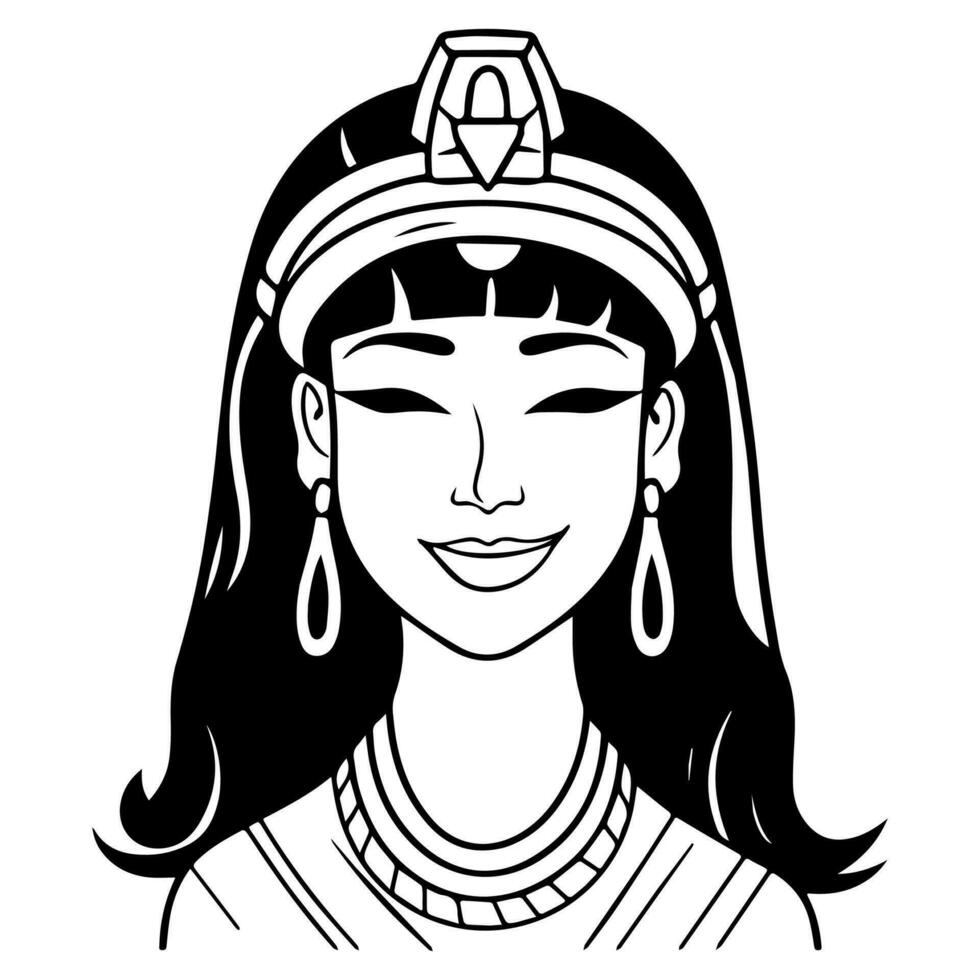 cleopatra el reina de antiguo Egipto, icono vector, linda dibujos animados. vector