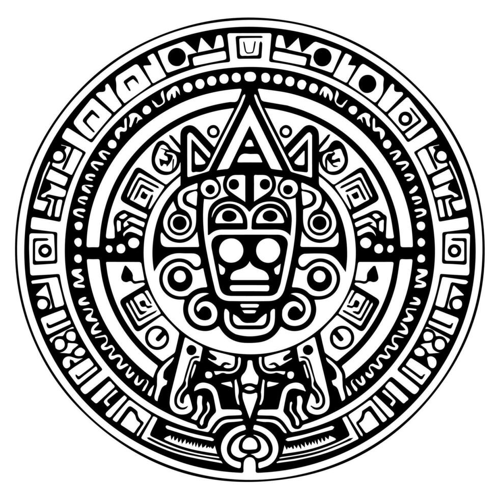 Mayan Aztec totem tattoo vector icon