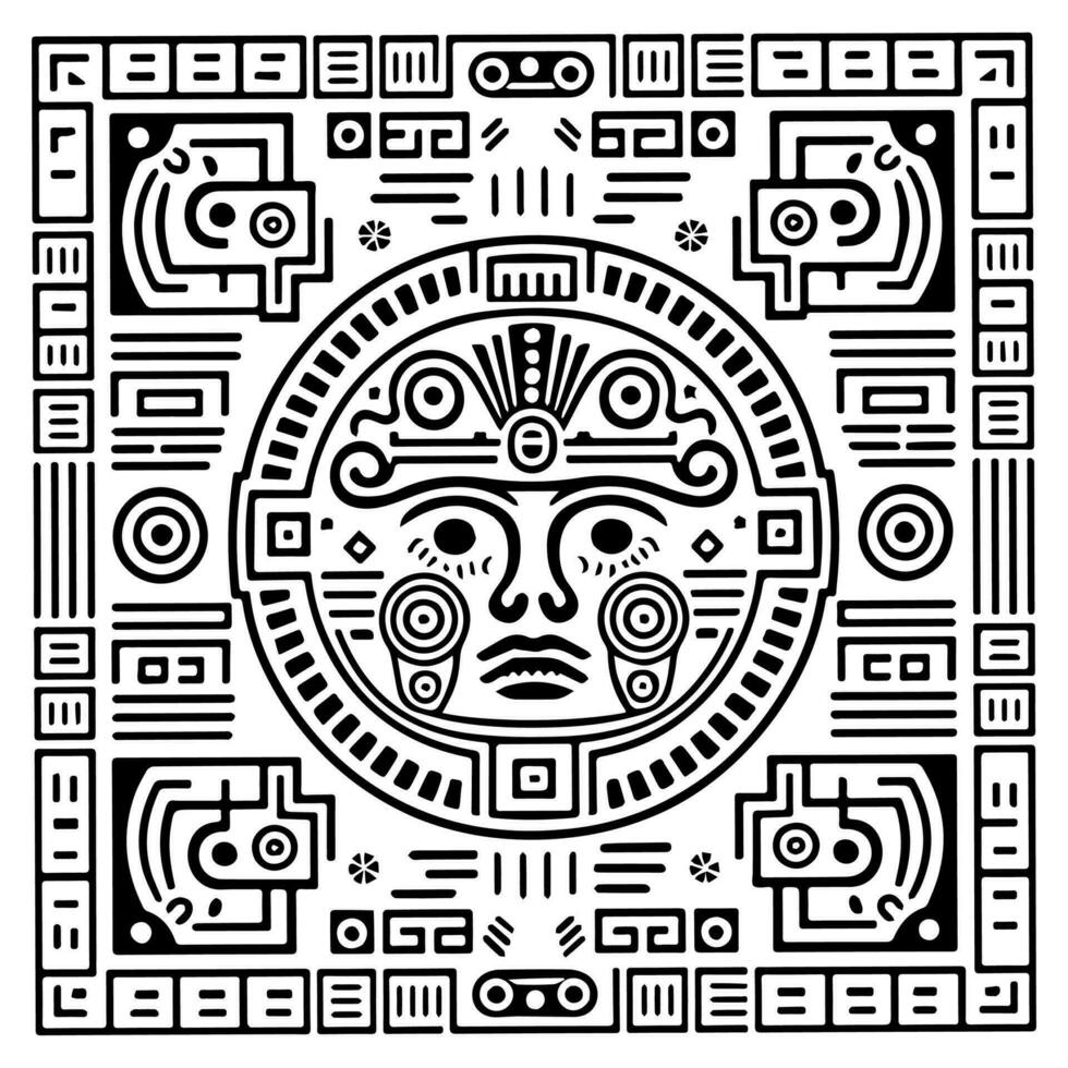 Aztec Mayan totem tattoo vector icon