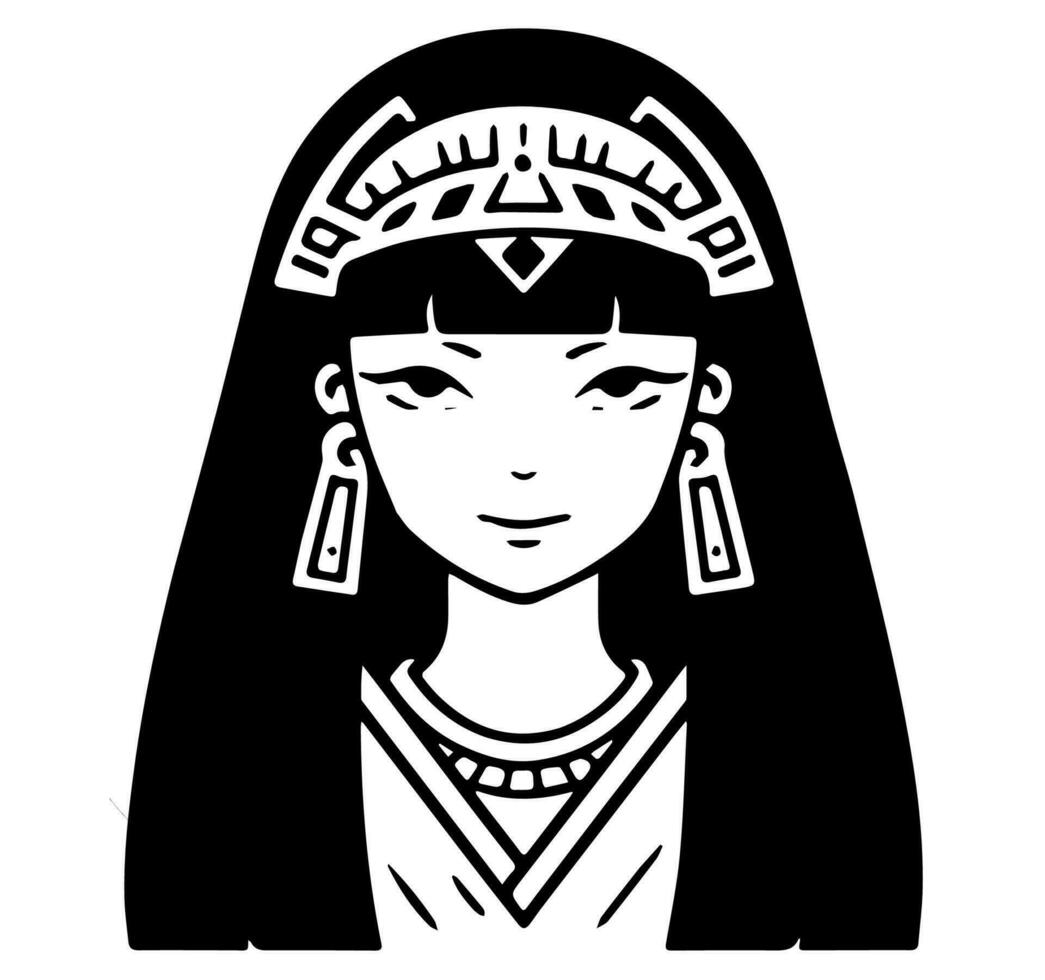 cleopatra el reina de antiguo Egipto, icono vector, linda dibujos animados. vector