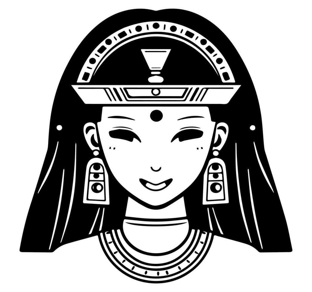 cleopatra el reina de antiguo Egipto, icono vector, linda dibujos animados. vector