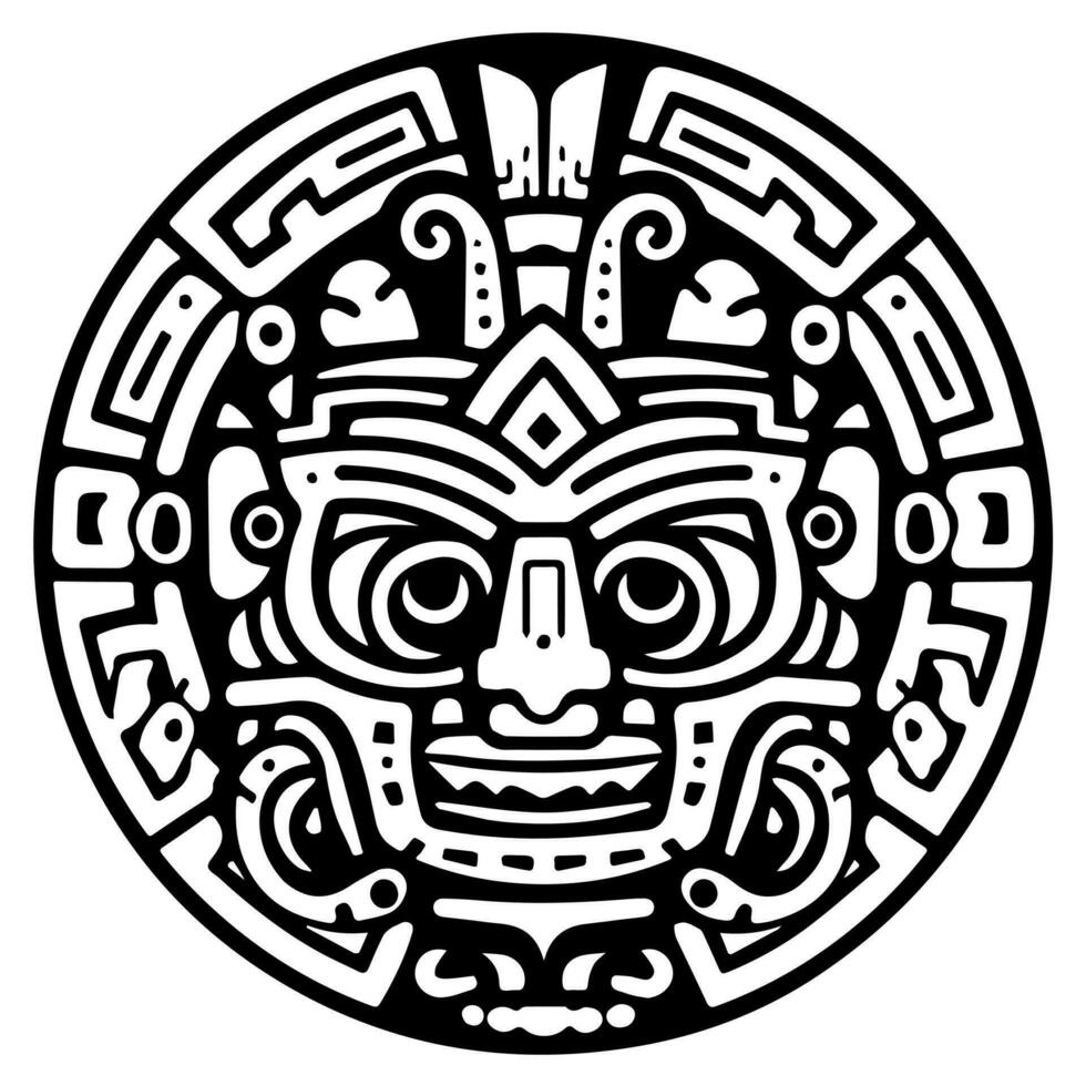 maya azteca tótem tatuaje vector icono