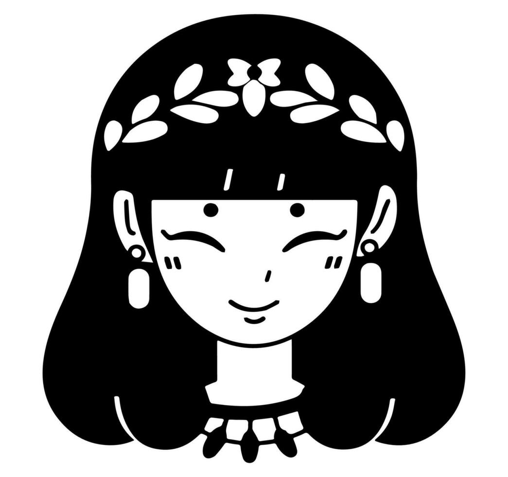 cleopatra el reina de antiguo Egipto, icono vector, linda dibujos animados. vector