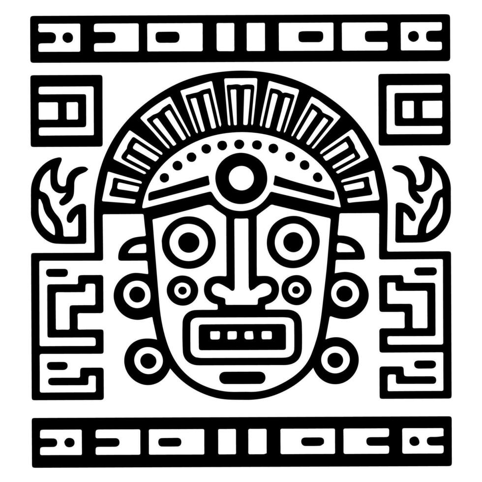 azteca maya tótem tatuaje vector icono