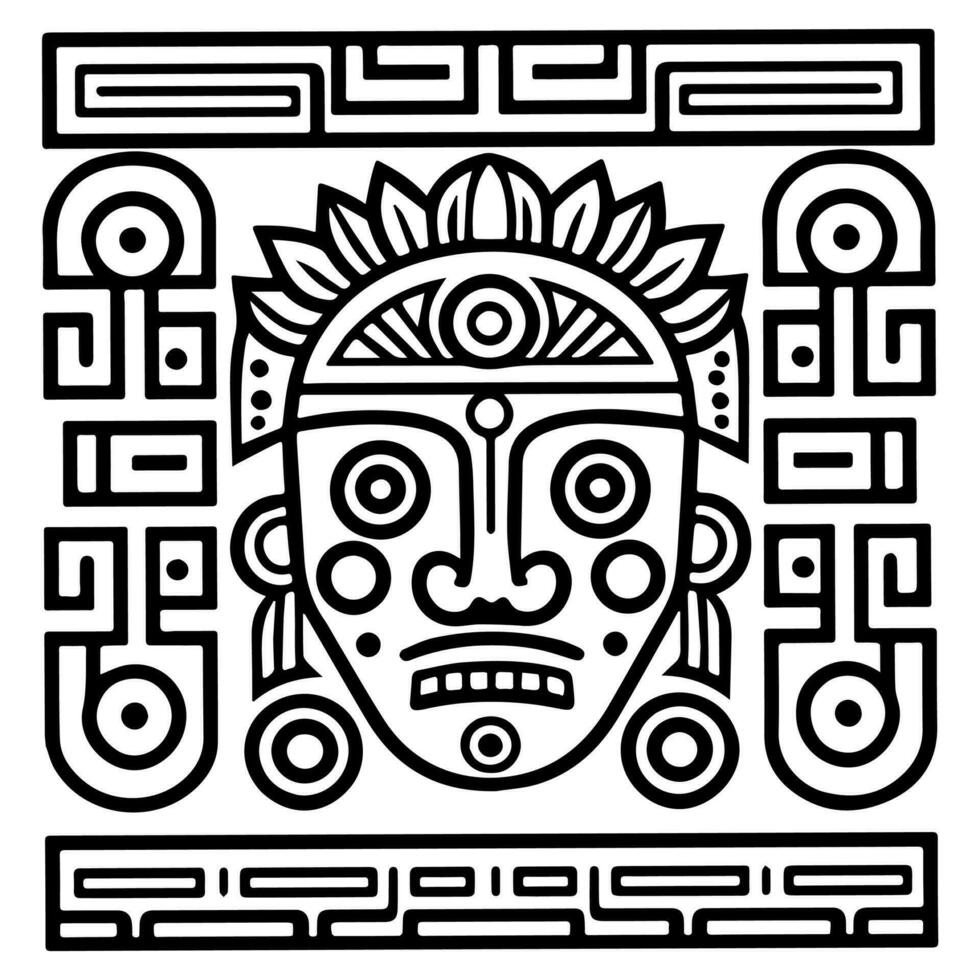 Aztec Mayan totem tattoo vector icon