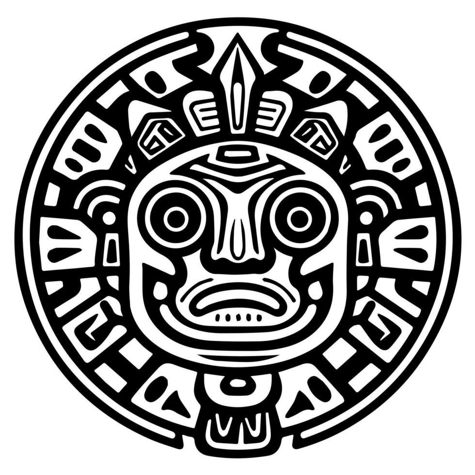 Mayan Aztec totem tattoo vector icon