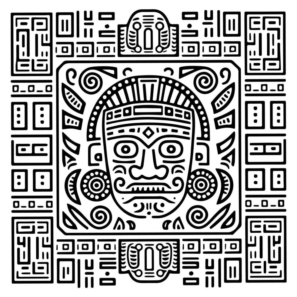 Aztec Mayan totem tattoo vector icon
