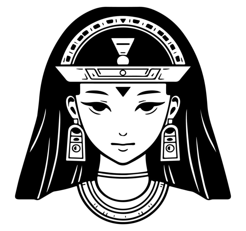 cleopatra el reina de antiguo Egipto, icono vector, linda dibujos animados. vector