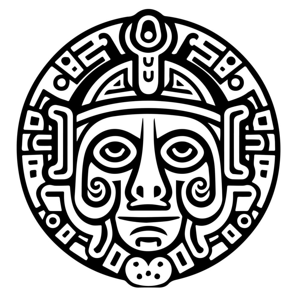 maya azteca tótem tatuaje vector icono