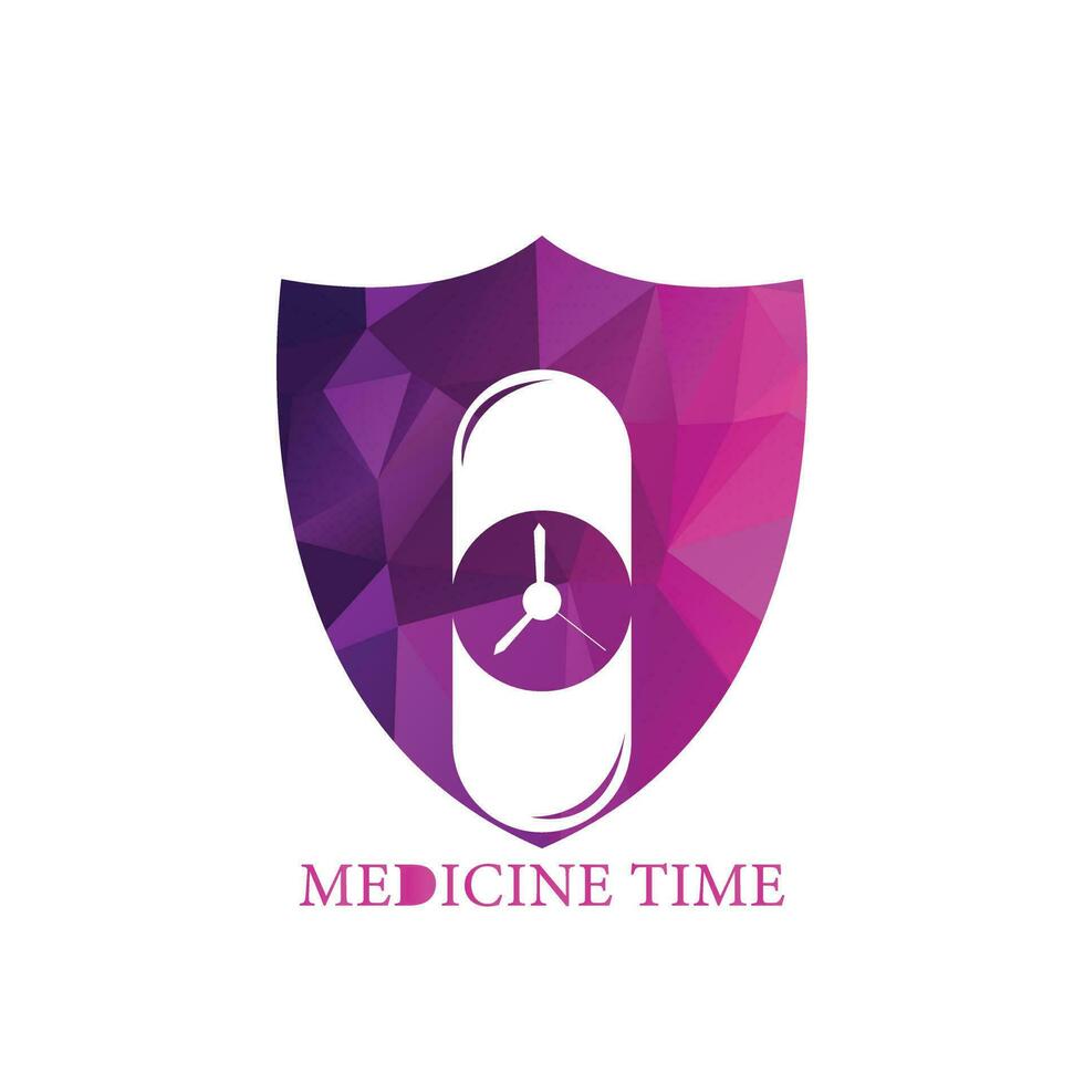 Time with pill vector logo template. Suitable for business. pharmacy, healthy, web and design