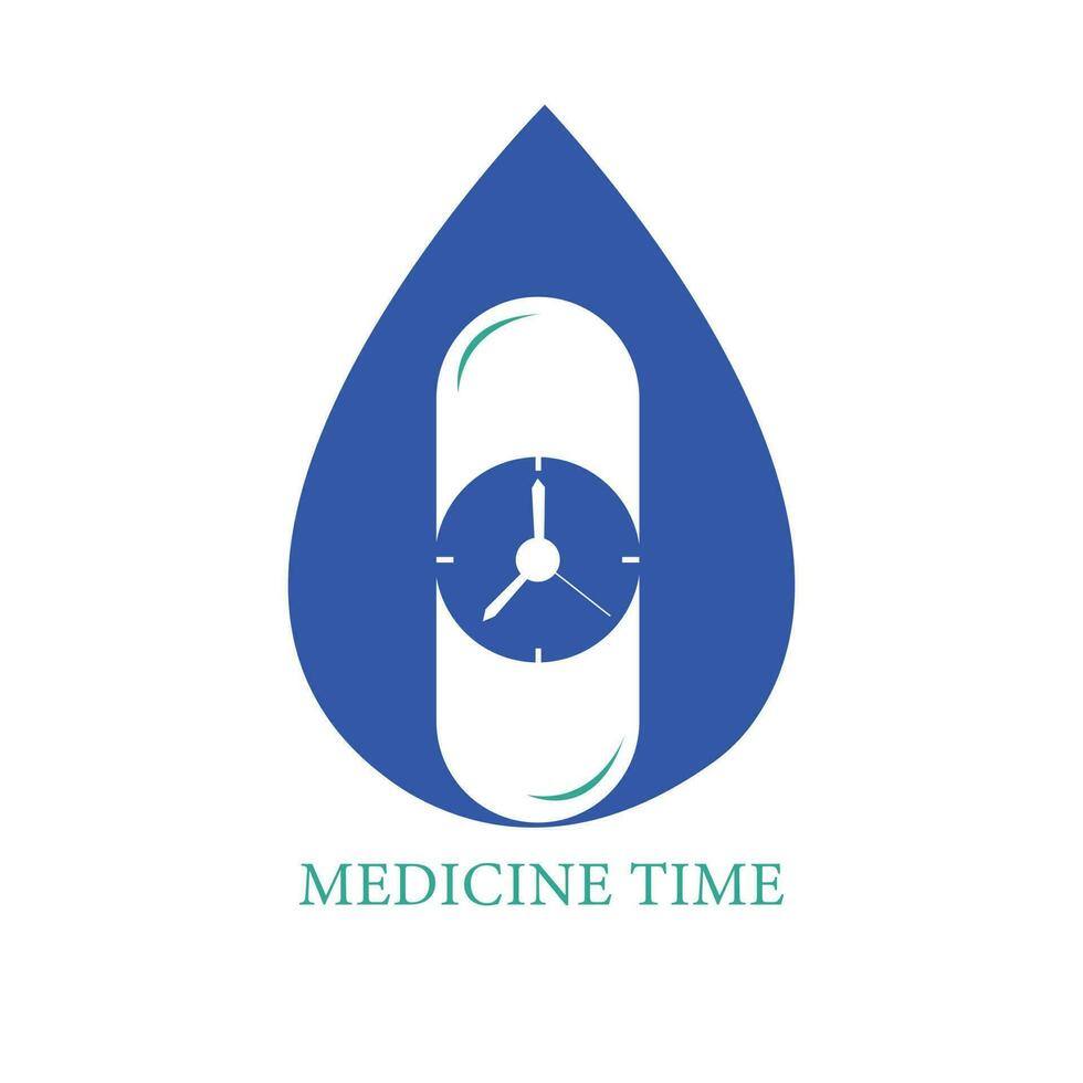 Time with pill vector logo template. Suitable for business. pharmacy, healthy, web and design