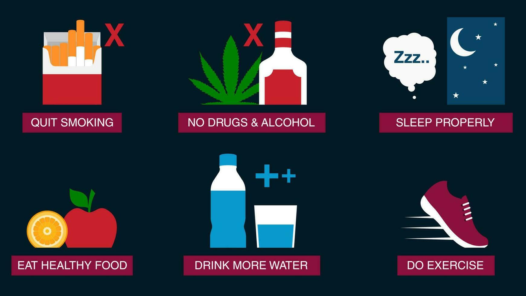 Healthy life illustration and icon set vector