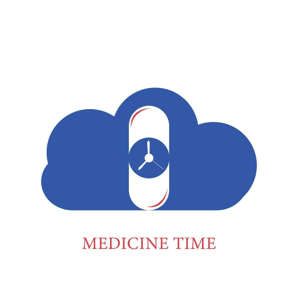 hora con píldora vector logo modelo. adecuado para negocio. farmacia, saludable, web y diseño